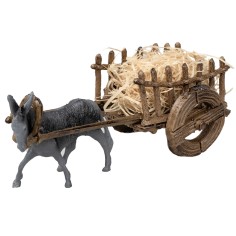 Donkey with cart of straw cm 12x5.5x4.5 h for Mondo nativity scene 2