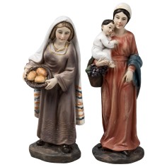 Conjunto de dos mujeres con niño en resina 10 cm para belén Mundo