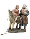 Father with child on donkey in resin 10 cm for Mondo nativity scene