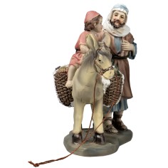 Father with child on donkey in resin 10 cm for Mondo nativity scene 2