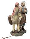 Father with child on donkey in resin 10 cm for Mondo nativity scene