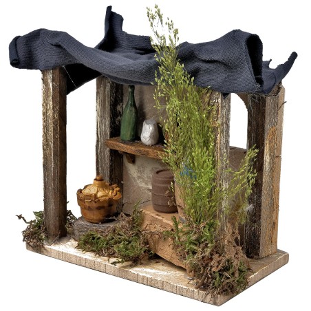 Tenda con muro in gesso cm 12,5x12,5x12 h per presepe Mondo