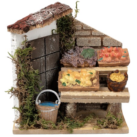 Bottega del fruttivendolo cm 13,5x7,5x14,5 h per presepe Mondo