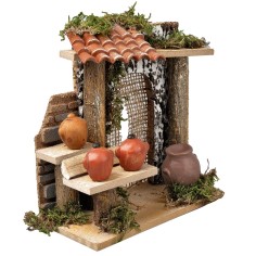 Stall with amphoras for Nativity scene 13.5x7.5x16 cm h 2
