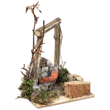 Pozzo in gesso con trave cm 10x10x11,5 h per presepe Mondo