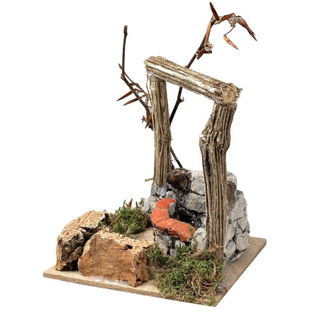 Pozzo in gesso con trave cm 10x10x11,5 h per presepe Mondo