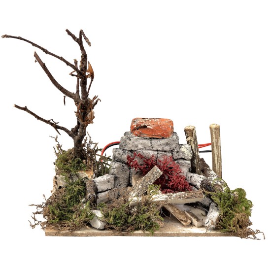 Fire with flickering LED powered by batteries cm 13.5x7.5x13 h