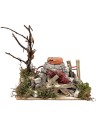 Fire with flickering LED powered by batteries cm 13.5x7.5x13 h