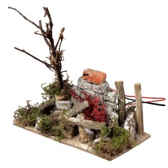 Fire with flickering LED powered by batteries cm 13.5x7.5x13 h 2