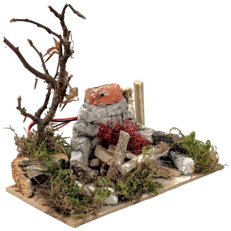 Fire with flickering LED on batteries cm 13.5x7.5x13 h for