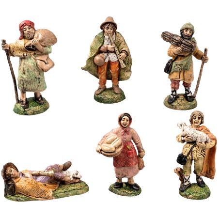 Conjunto de 6 estatuas de 10 cm para belén Mondo Presepi