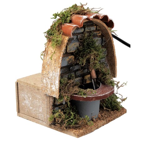 Fuente con techo de arco y bomba funcionando cm 10x10x14 h por