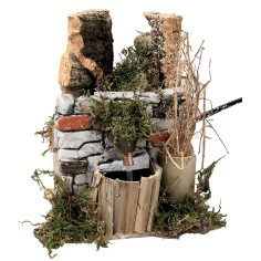 Fontana con tetto spiovente cm 10x10x14,5 h per presepe Mondo