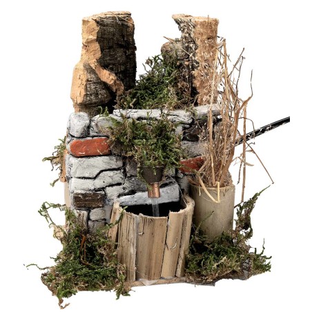 Fontana con tetto spiovente cm 10x10x14,5 h per presepe Mondo