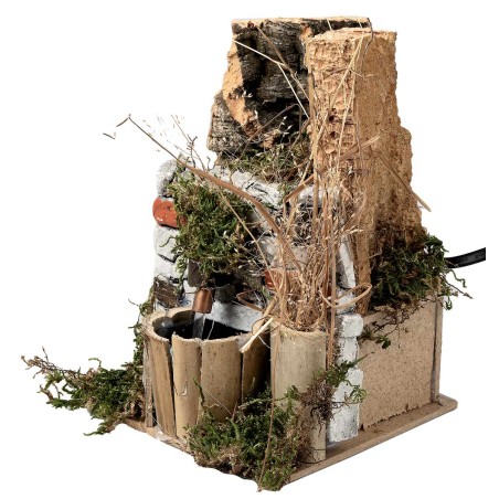 Fontana con tetto spiovente cm 10x10x14,5 h per presepe Mondo