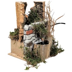 Fontana con tetto spiovente cm 10x10x14,5 h per presepe Mondo 2