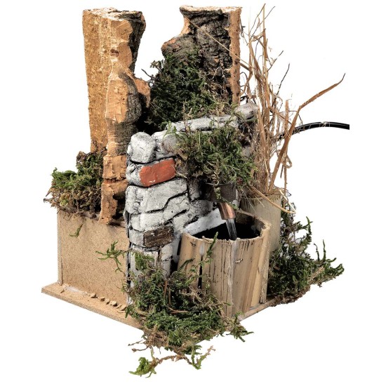 Fontana con tetto spiovente cm 10x10x14,5 h per presepe Mondo