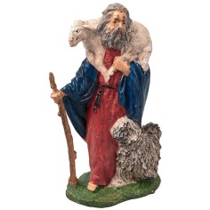 Pastore con cane e pecora sulle spalle 13 cm per presepe Mondo
