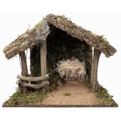 Capanna in legno e sughero per Natività cm 50x28x40 h