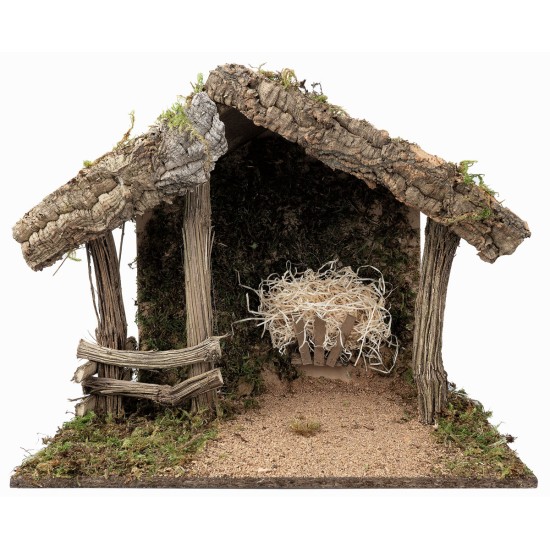 Cabaña de madera y corcho para Natividad cm 50x28x40 h
