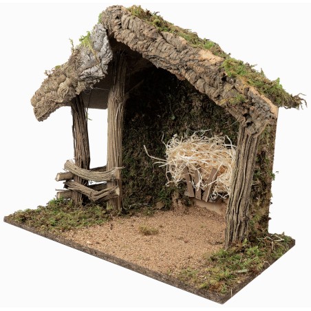 Capanna in legno e sughero per Natività cm 50x28x40 h