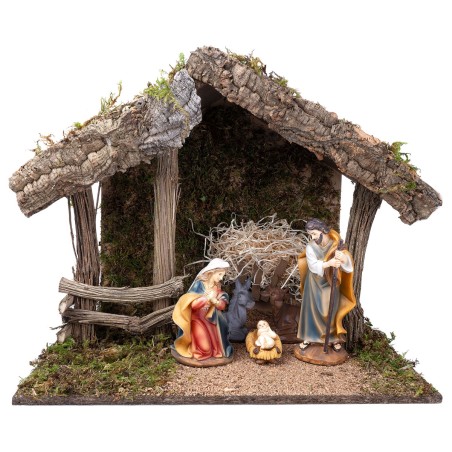 Cabaña de madera y corcho para Natividad cm 50x28x40 h