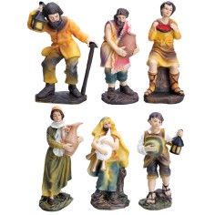 Set 6 soggetti 12 cm in resina per presepe Mondo Presepi
