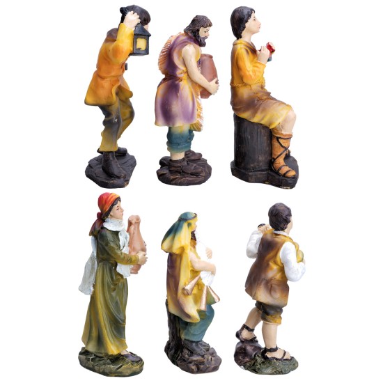 Conjunto de 6 figuras de 12 cm en resina para belén Mondo Presepi