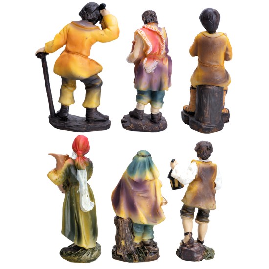 Conjunto de 6 figuras de 12 cm en resina para belén Mondo Presepi