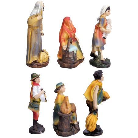 Conjunto de seis figuras serie 12 cm en resina para belén Mondo Presepi