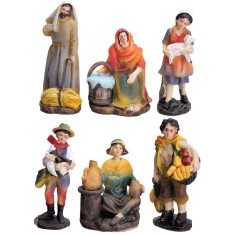 Set of six figurines series 12 cm in resin for nativity scene Mondo Presepi