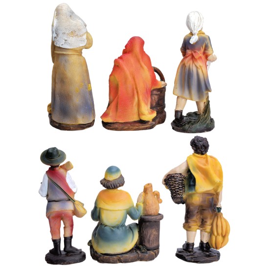 Set of six figurines series 12 cm in resin for nativity scene Mondo Presepi