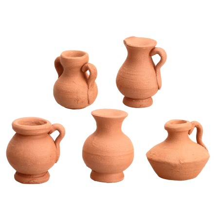 Group of 5 terracotta amphorae for statues 9-10 cm for nativity scene