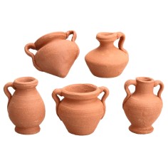 Set di 5 anfore in terracotta h 2,4 cm per presepe Mondo Presepi