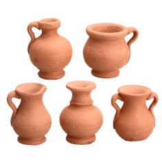 Set di 5 anfore in cotto h 2,5 cm per presepe Mondo Presepi