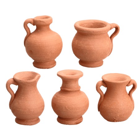 Conjunto de 5 ánforas de barro h 2,5 cm para belén Mondo Presepi
