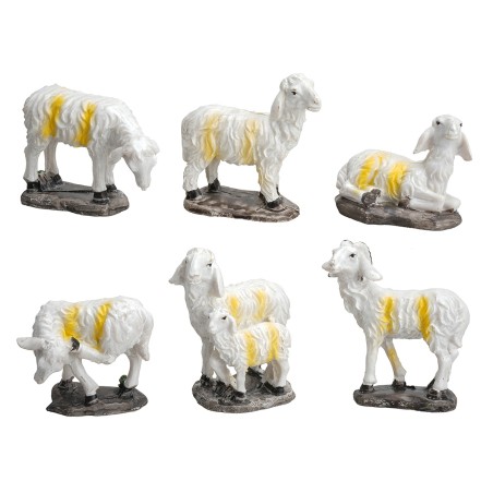 Set of 6 resin sheep for nativity scene series 14-15 cm
