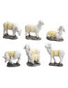 Set of 6 resin sheep for nativity scene series 14-15 cm for nativity scene