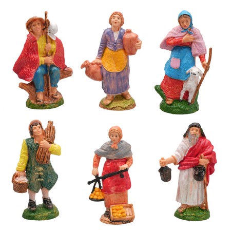 Set 6 figure serie 10 cm per presepe Mondo Presepi