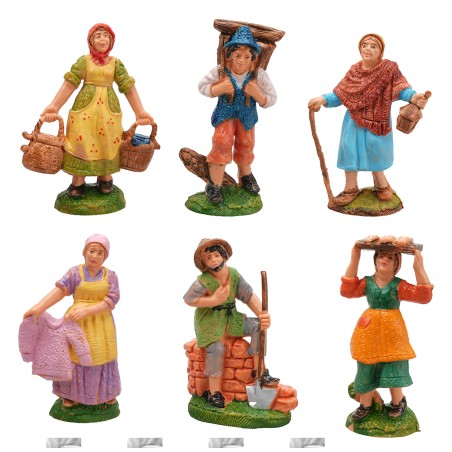 Set of 6 figures series 10 cm for nativity scene Mondo Presepi