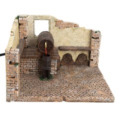 Osteria in resina con botte funzionante per presepe Mondo 2