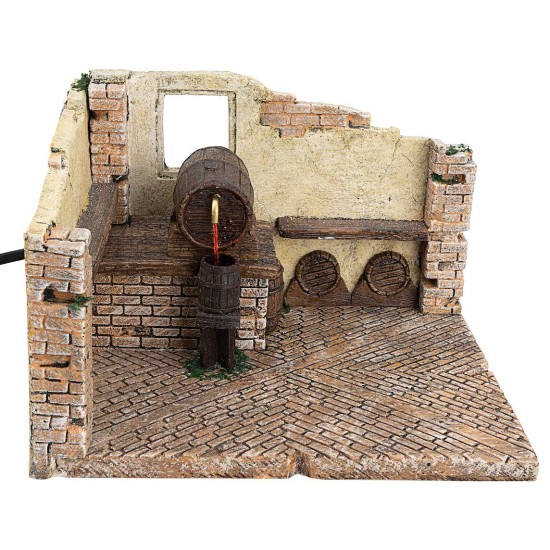 Resin tavern with working barrel for Mondo nativity scene
