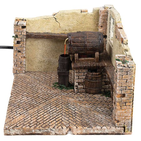 Resin tavern with working barrel for Mondo nativity scene