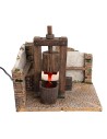 Nativity scene cellar with working wine press and pump -
