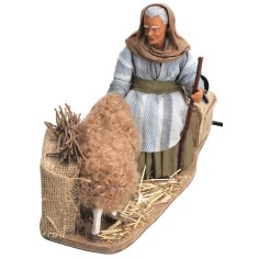Woman with sheep series 30 cm with double movement for nativity scene
