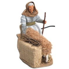 Donna con pecora serie 30 cm con doppio movimento per presepe 2