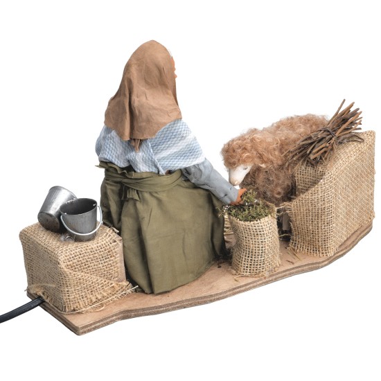 Woman with sheep series 30 cm with double movement for nativity scene