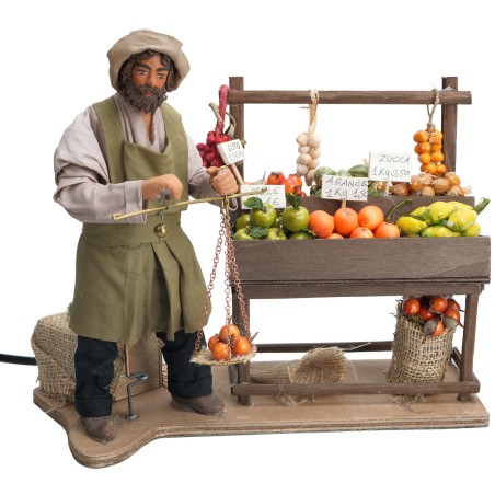 Fruttivendolo serie 25 cm in movimento per presepe Mondo Presepi