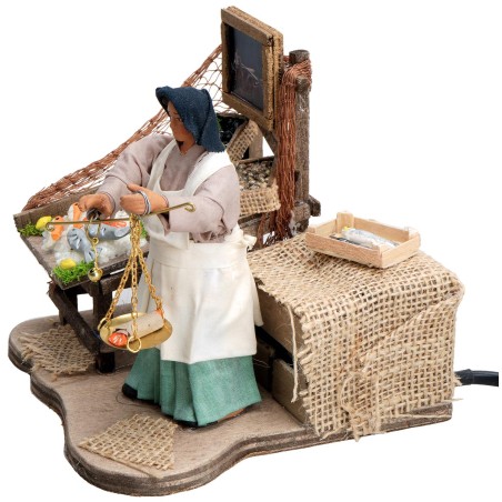 Fishmonger series 12 cm in motion for nativity scene Mondo Presepi