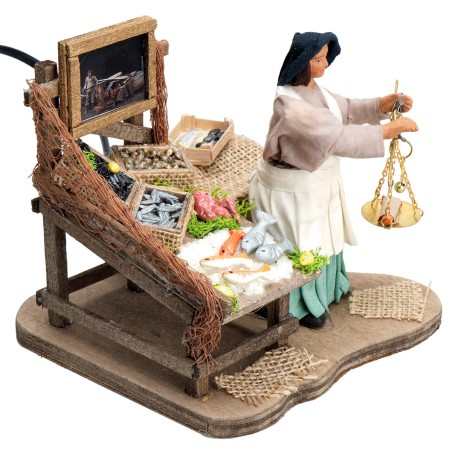 Fishmonger series 12 cm in motion for nativity scene Mondo Presepi